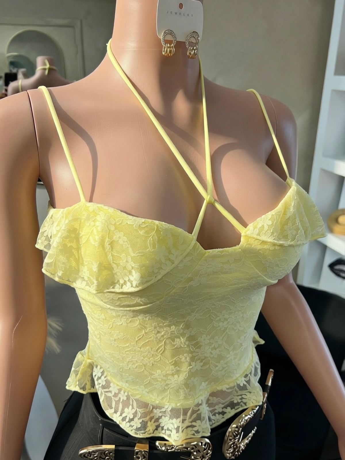 LACE PEPLUM TOP
